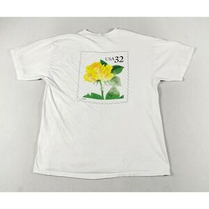 Vintage 90s USPS Pasadena Tournament Of Roses Shirt Mens XL White Rose Stamp